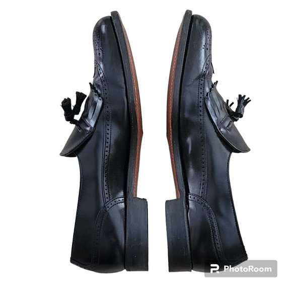 Dexter Vintage Black Leather Wing Tip Tassel Kiltie Dress Brent Loafers USA 11 - Picture 6 of 16